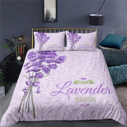 Luxury 3D Lavender Print Home Living Comfortable Duvet Cover Pillowcase Kid Bedding Set Queen and King EU/US/AU/UK Size