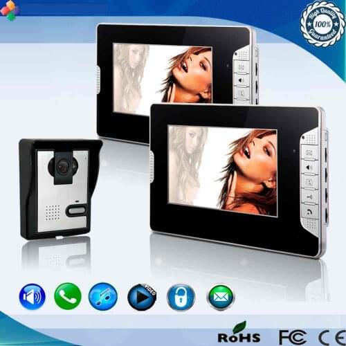 Shenzhen 7inch TFT LCD Color SCREEN handfree monitor 1v2 one night vision camera and two outdoor nuit video door phone