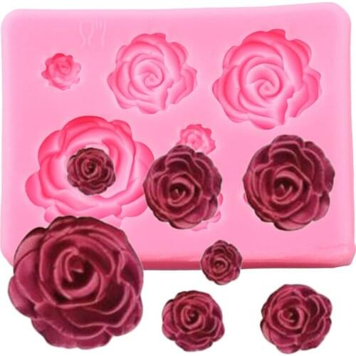Rose Flowers Silicone Mold Chocolate Fondant Molds Wedding Sugarcraft Cake Decorating Tools Cupcake Topper Candy Clay Moulds