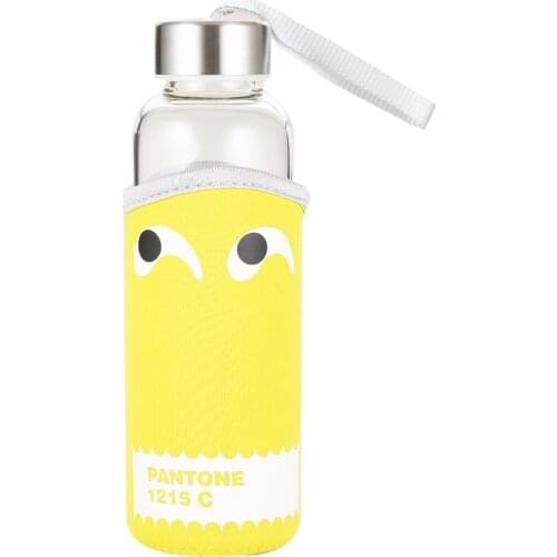 350ml Glass Bottle Quality Borosilicate Glass Water Bottle Leak-proof Stainless Steel Cap With Cloth Sleeve Cover