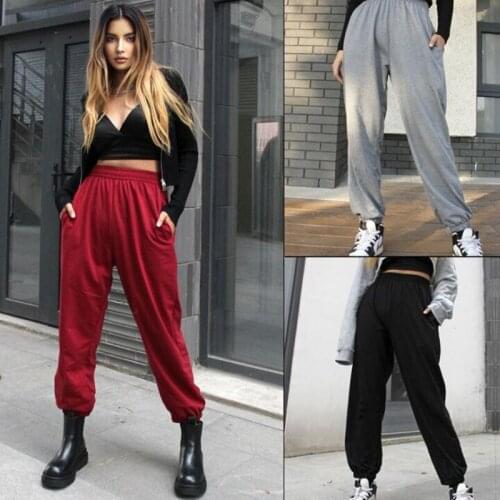 Loose Jogging Pants Women High Waist Drawstring Trousers Casual Pants Female Korean Streetwear Pants