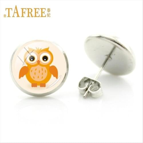 TAFREE Fashion Cartoon Animal Stud Earrings Lovely Owl Picture Women Jewelry Gifts For Childens Birthday Gift Jewelry FQ115