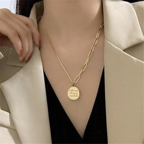 Creative Vintage Metal Geometry Pendant Necklace Elegant Womens Clavicle Chain Necklace Female Jewelry Accessories