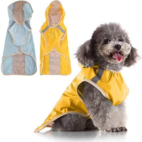 Pet Dog Waterproof Raincoat Jumpsuit Reflective Hooded Rain Coat Dog Outdoor Clothes Jacket for Small Dog Puppy Pet Supplies