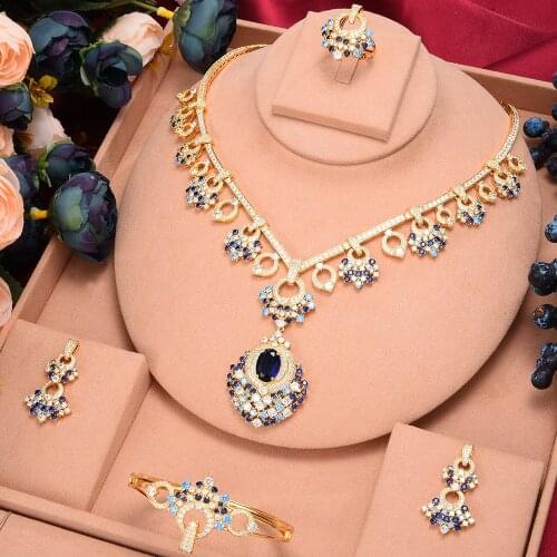 High Quality Gorgeous Luxury Sparkly Charm Firework Drop Necklace Earrings for Noble Women Bridal Wedding Party Jewelry Set
