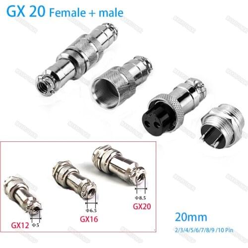 1set GX20 2/3/4/5/6/7/8/9 Pin Male + Female 20mm Aviation Connector Socket Plug