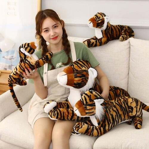 1pc 30-60CM Lying Tiger Plush Toys Simulation High Quality Tiger Dolls Stuffed Soft Animal Plushies Pillow Birthday Decor Gift
