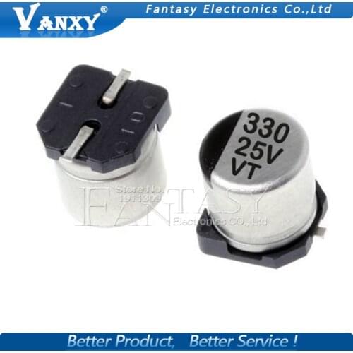 10PCS Electrolytic capacitor 25V330UF 8*10mm SMD aluminum electrolytic capacitor 330uf 25v