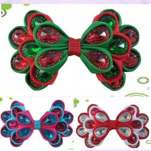 16pcs BLESSING 3.5" Crystal Bow Free Shipping For Girl /Women unicorn sculpture princess character angel wing JoJ style bows