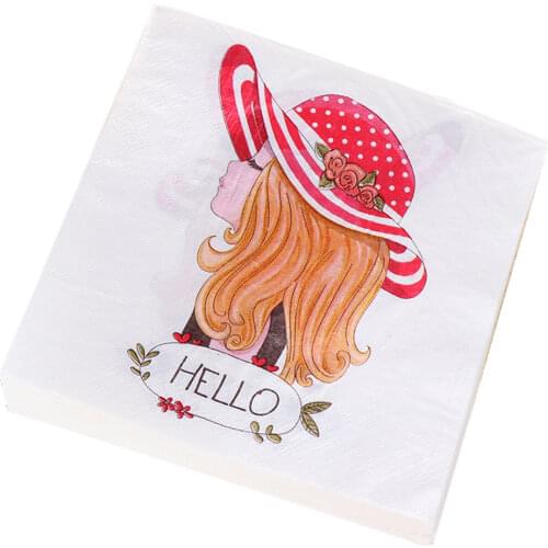 20Pcs/lot Servilletas Decoupage Paper Napkins Creative Girl Handkerchief Theme Party Paper Tissue Dinner Table Towels Decoration