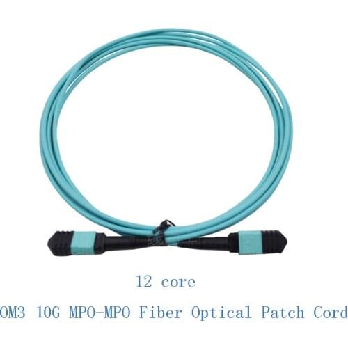 3m 12 cores MPO-MPO Fiber Patch Cable OM3 10G UPC jumper Female to Female Patch Cord multimode