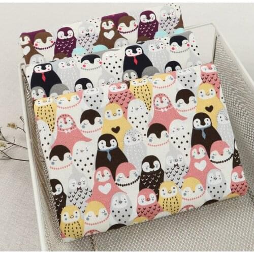45cm*110cm/Piece,Cartoon Penguin Cotton Hemp Printing Cloth,Clothing,Tablecloth,Curtain,Puppet Fabric,DIY Handmade Material