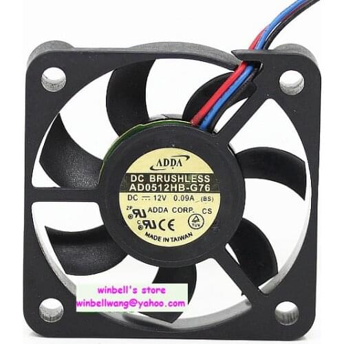 Original 50*50*10mm 5cm cooling fan AD0512HB-G76 12V 0.09A large air flow 3wires