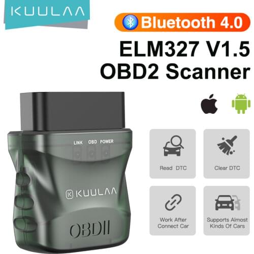 KUULAA ELM327 V1.5 OBD2 Scanner Bluetooth 4.0 OBD 2 Car Diagnostic Tool for IOS Android PC ELM 327 Scanner OBDII Reader