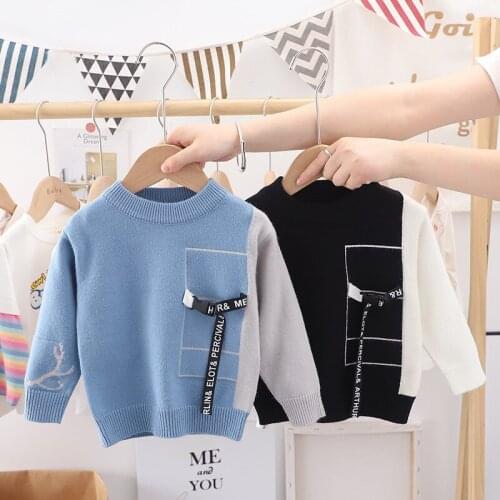 Brand Boys Sweater Winter Infant Boy Cartoon Pullover Outerwear Children Cotton Belt Sweater Kids Sweater Boys Knitwear Tops