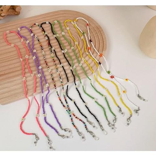 European And American Crystal Beaded Colorful Flowers Woven Mask Chain Flowers Elegant And Sweet Glasses Chain Anti-Lost Chain