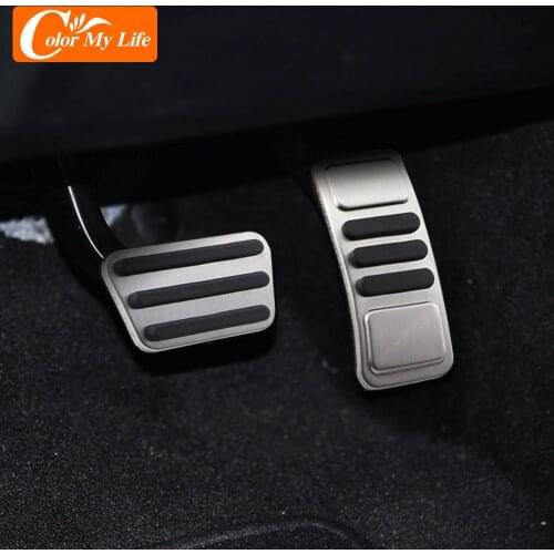 Color My Life Stainless Steel Auto Pedals Car Pedal Cover Case for Ford Mustang 2015-2021 Accessories Foot Rest Fuel Brake Pedal