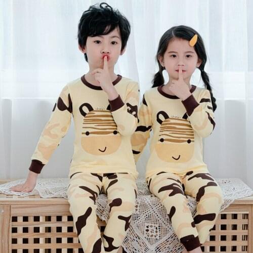 2-12Y Kids Clothes Children Boy Sleepwear Autumn Winter Pajamas Set For Girls Toddler Baby Pyjamas Long Sleeve Cotton Nightwear