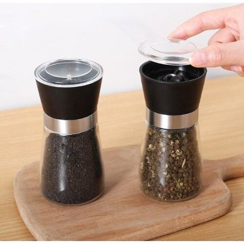 Manual pepper grinder, adjustable thickness, glass grinder, grinding sea salt, sesame, pepper powder, freshly ground