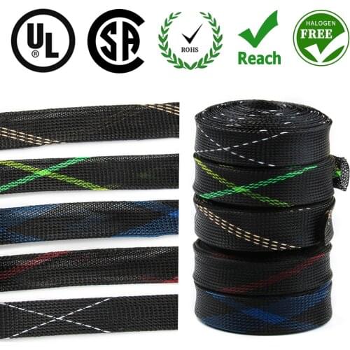 1/5/10M Insulated Braid Sleeving 2/4/6/8/10/12/15/20/25mm Tight PET Wire Cable Gland Protection Cable Sleeve Multi Color
