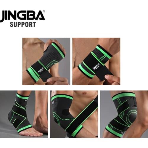 JINGBA SUPPORT 2020 New 1PCS Nylon knee protector+wristband Support+ankle support+basketball knee pads Tennis Badminton Brace