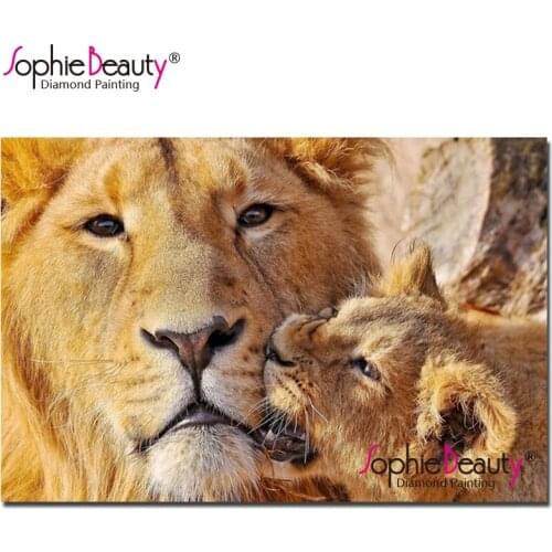 Sophie Beauty Diy Diamond Painting Cross Stitch Lion Animal Pattern Diamond Embroidery Rhinestone Mosaic Home Decro 19133