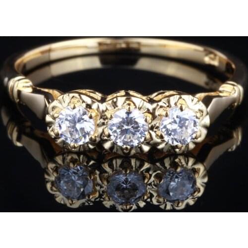 Solid 14K Yellow Gold Flawless Round Cut 100% Genuine AAA Graded Cubic Zirconia Engagement Ring For Women Trendy Fine Jewelry