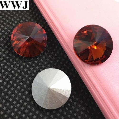 Red coffee Rivoli Crystal Fancy Stone Point Back Glass Stone For Jewelry Making 6mm 8mm 10mm 12mm 14mm 16mm 18mm