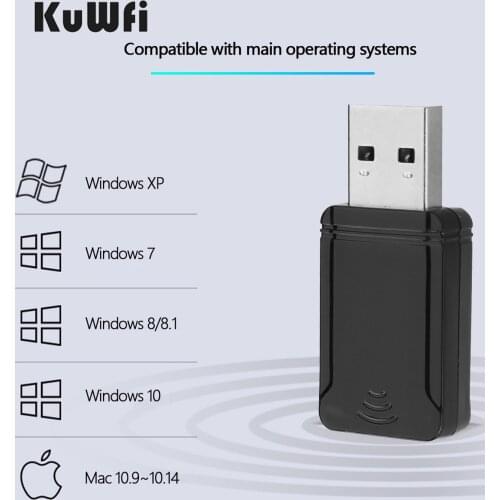 KuWFi Mini 1300Mbps USB Wifi Adapter 5.8G/2.4GHz Wireless Wifi Network Card Dual Band Wireless AC USB Adapter for PC Desktop
