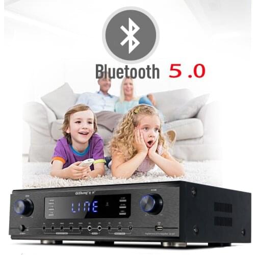 KYYSLB 220V 400W*2 QS-Q53 Professional High Power 5.0 Bluetooth Amplifier Home KTV Subwoofer Hifi Digital Karaoke Amplifier USB