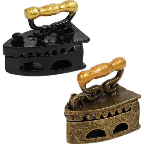 Mini Dollhouse Miniature 1:12 Vintage Metal Black Iron Clothes Toys Tools Miniature Sewing Accessories U2W3 W3I8