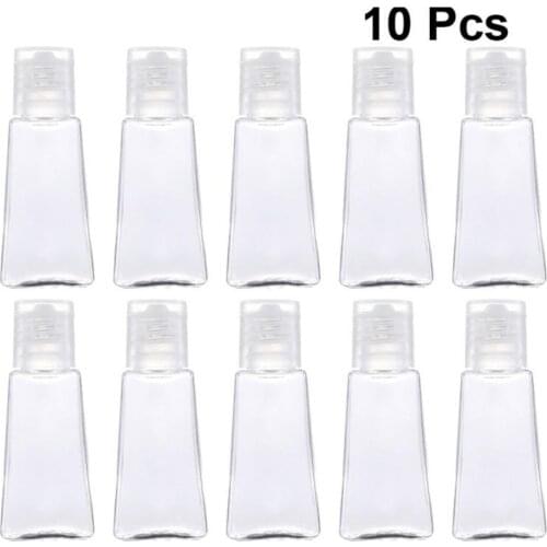 10pcs Refillable Bottles Portable Plastic Container Empty Bottle With Flip Cap Disposable For Hand Sanitizer Gel Travel Kit 30ml