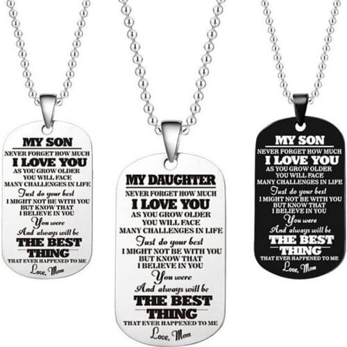 Fashion Pendant Necklace Family Jewelry To My Son Daughter We Love You Love Dad Mom Necklace Military Army Cards