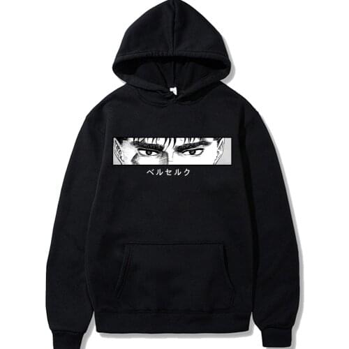 Men Berserk Guts Hoodie Pullover Casual Printing Hooded Streetswear Anime Eyes Unisex Tops
