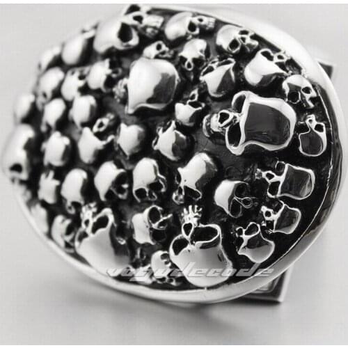 316L Stainless Steel Skulls Mens Biker Rocker Punk Belt Buckle P025 Free Shipping