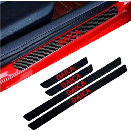 4PCS Car Styling Carbon Fiber Door Sill Protector Stickers For Dacia Lodgy 2 Mcv Sandero Duster Logan Sandero Car Styling
