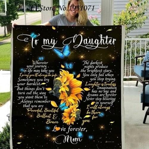Gift Letter To My Daughter 3D Printed Fleece Blanket for Beds Thick Quilt Fashion Throw Blanket From Love Mom L116