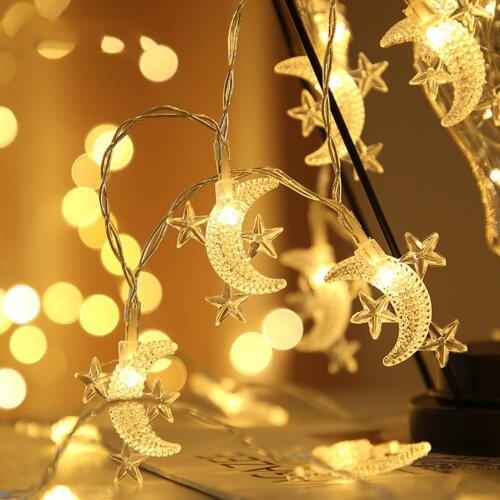 Christmas LED String Light Warm Ornaments Plastic Holiday Festival Star Moon Lamp Garland Fairy Lights Xmas Tree Party Decor