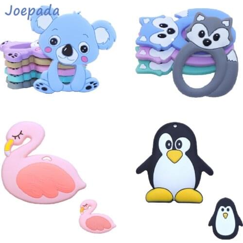 Joepada 10pc/lot Silicone Beads Koala Biscuit Mickey Unicorn For Baby Teething Necklace Accessories Food Grade Baby Teether Toy
