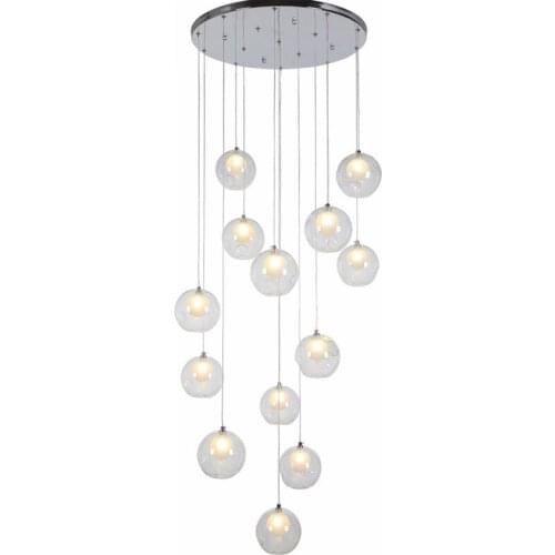 Creative personality LED glass dining room chandelier Modern simple living room lamp Bedroom bar table staircase hanging lamps