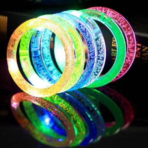Led Glitter Bracelet Bangle LED Crystal Gradient Color Hand Ring Acrylic Glow Flash Light Party Dance Decor LX9136