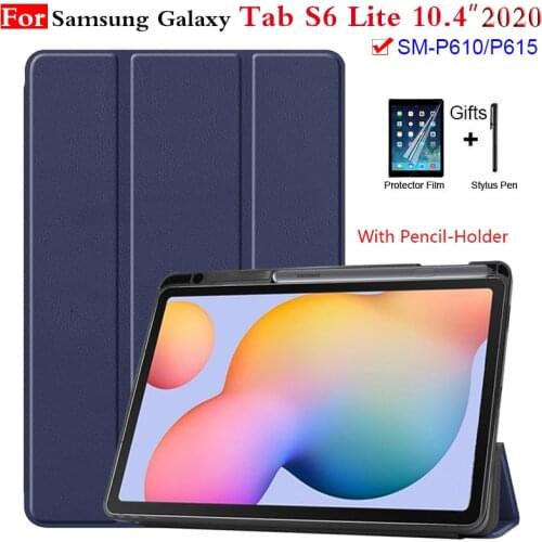Tab S6 Lite 10.4 2020 Case with Pen Holder Tri-Fold Case Cover for Samsung Galaxy Tab S6 Lite 10.4 SM-P610 SM-P615 inch + Film