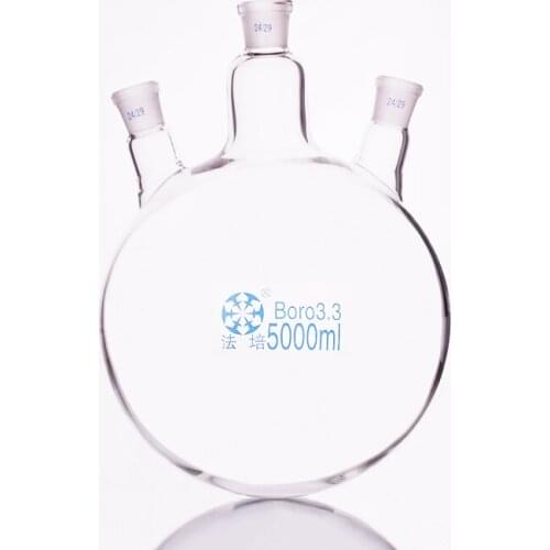 Three-necked flask oblique shape,with three necks standard grinding mouth,Capacity 5000ml,Middle joint 24/29,lateral joint 24/29