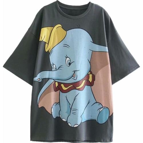 Disney Cartoon Dumbo Shirts for Women Print Round Neck Short-sleeved Women Fashion Clothing Graphic T-Shirts Harajuku Kawaii