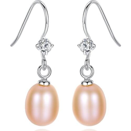 New Fashion Real 925 Sterling Silver Freshwater Pearl Drop Earrings For Women Elegance Earrings Fine Jewelry Accessories