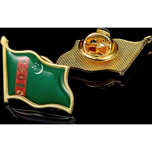 Turkmenistan Country Flag Waving 3D Lapel Hat Cap Tie Pin Badge Brooch Pins Patriotism Pride