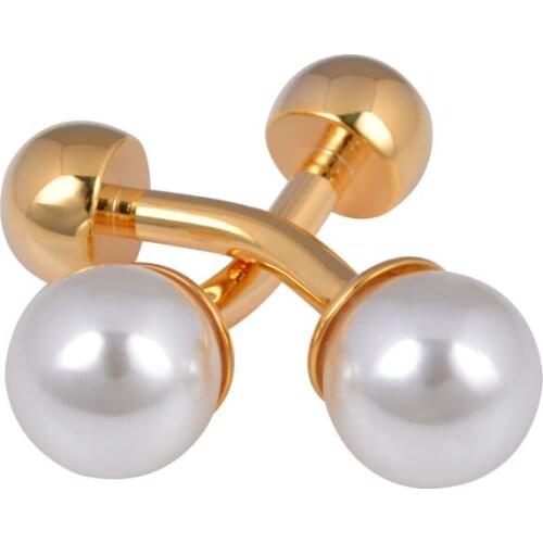Gold/Silver Round Pearl Ball Cufflinks Cuff Links Openable Pearl Cufflinks Men Women Shirt Stud Cuff Button Fashion Jewelry Gift