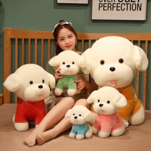1pc 25/35/45cm Kawaii Teddy Dog Plush Toys Lovely Animal Dog Wears Sweater Dolls Soft Stuffed Pillow for Children Birthday Decor