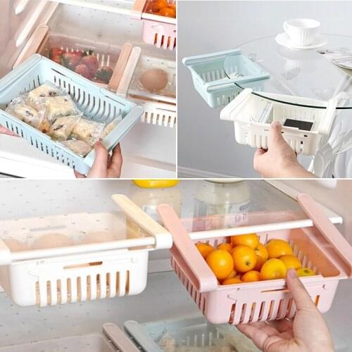 1 Pcs Adjustable Stretchable Fridge Storage Shelf Refrigerator Drawer Shelf Plate Layer Storage Holders Racks Kitchen Tool