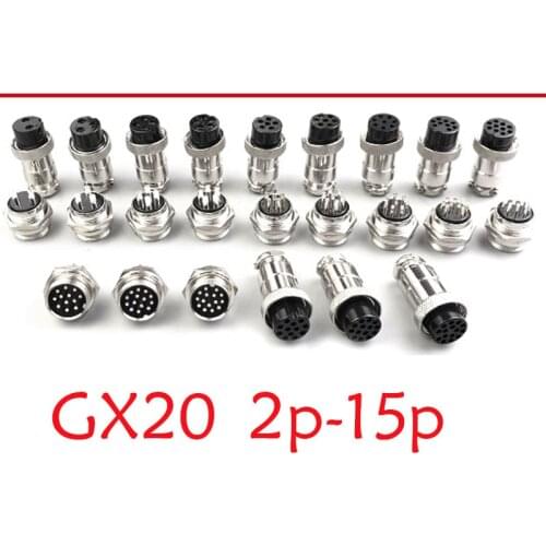 10Set GX20 XLR 2 3 4 5 6 7 8 9 10 12 14 15 Pin Female Plug 20mm Male Chassis Mount Socket Aviation Circular Connector
